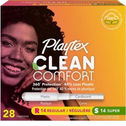 28 Pieces - Playtex Clean Comfort Tampons (Regular and Super) 