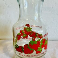 Vintage Strawberry Shortcake 1980 Glass Juice Beverage Pitcher