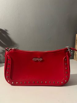 Ed Hardy Red Studded Mini Shoulder Bag