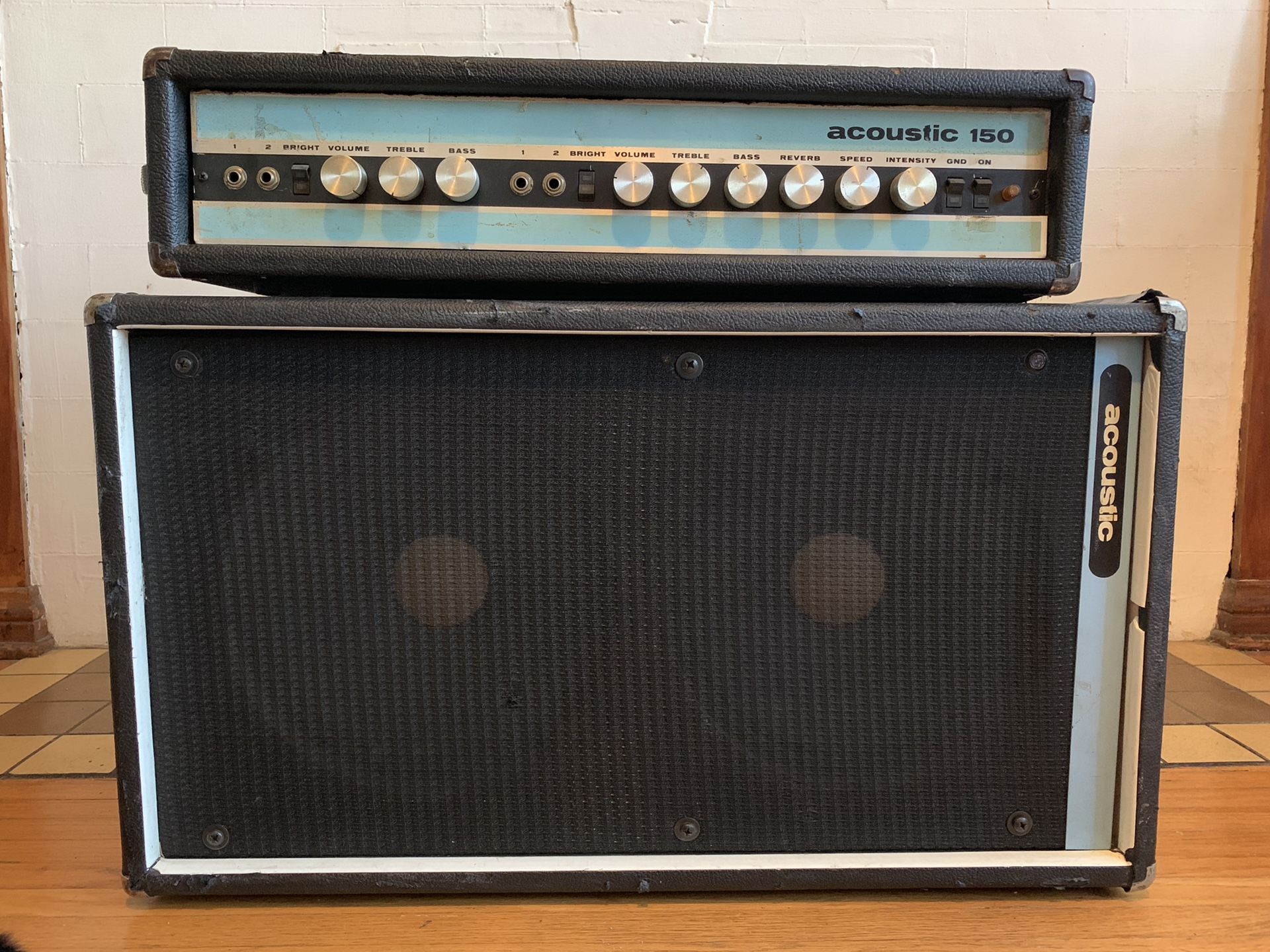 Acoustic 150 guitar/bass amp head and 2x12 cab