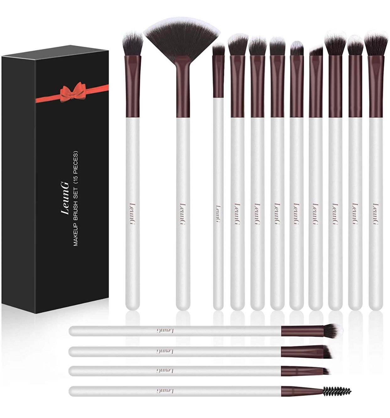 Eye Makeup Brushes Set 15, Eyeliner Eyeshadow Blending Brush, Wool Make Up Brush Set Eyeshadow Lip Brush (Pearly white)