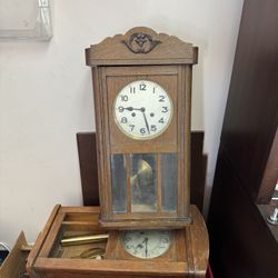 Antique German Mauthe Wall Clock With Pendulum