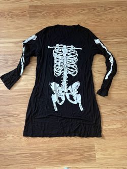 Black Skeleton Print Long Sleeve Dress size L/XL