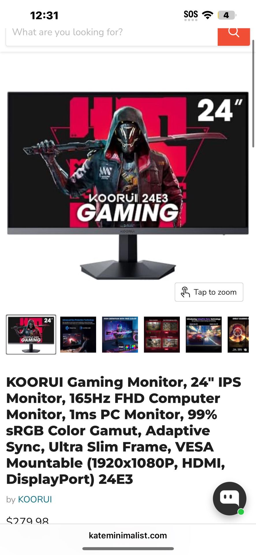 KOORUI Gaming Monitor 24” 165Hz