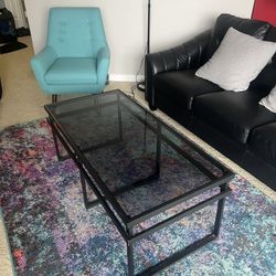 Moving Out Sale- Will Help Load-Black Leather Couch And More