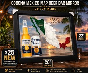 CORONA MEXICO MAP BEER BAR MIRROR SOCCER