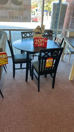 💥HUGE Blowout Furniture Sale!💥 Brand New Black Table W/ 4 Chairs! $50 Down Takes It Home Today!