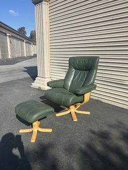 Vintage Norwegian Recliner Lounger Chair And Ottoman.