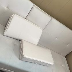 White Convertible Faux Leather Couch 