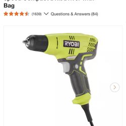 RYOBI introduces the 5.5 Amp Corded 3/8 in. Variable Speed Compact Drill/Driver with Bag. The 5.5 Amp 3/8 in. Variable Speed Compact Drill/ Driver del