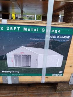 AllMetal K2545W 46' by 25' Steel Garage Building. New In Crate!