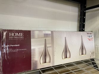  ** Home Decorators 3-Light Matte Nickel Pendant w/Tear Drop Shade Design