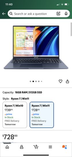 ASUS - Vivobook 16" Laptop - AMD Ryzen 7 5800H - 16GB Memory - 512GB SSD - Quiet Blue 