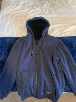 Buffalo David Bitton Navy Zip-Up Hoodie Jacket – Medium – Thick/Lined