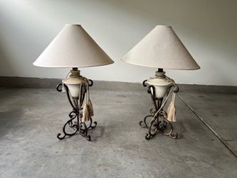 Pair of Wrought Iron Table Lamps