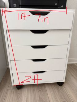 White 5-Drawer Rolling Storage Cabinet