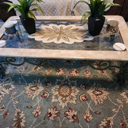 Marble and Iron Coffee Table, Console Entry Table, and End Table