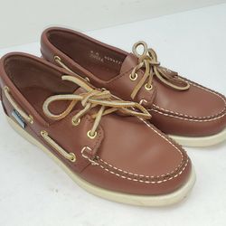 Sebago Dockside Womens Size 8 Boat Shoes Casual Flats Brown Leather