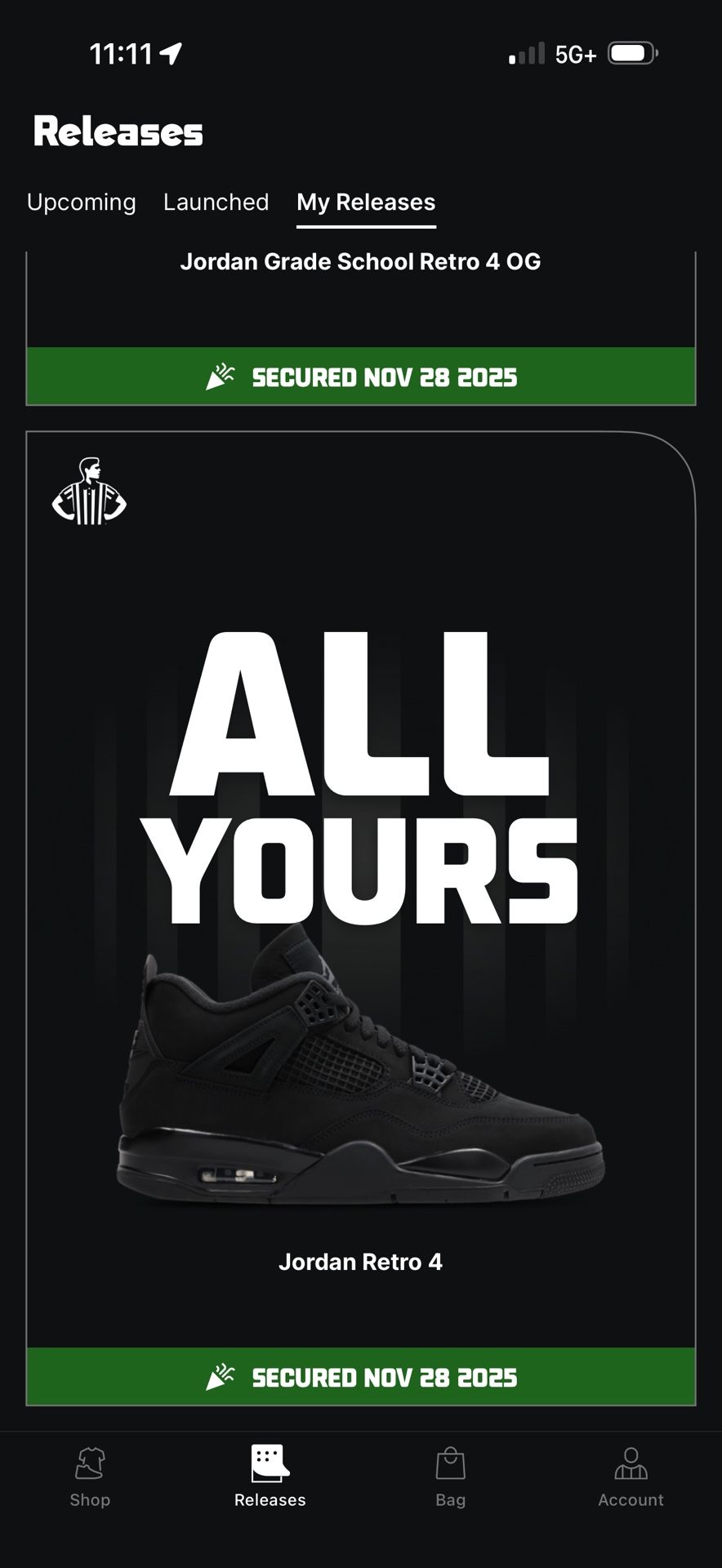 Jordan 4 Black Cat Size 9 9.5 10