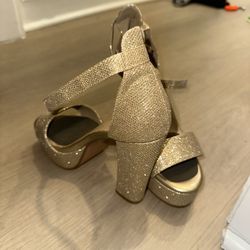 5in Gold Platform Heels
