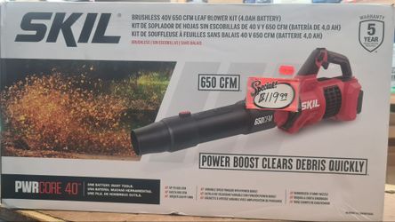 SKIL PWR CORE 40V Brushless 650 CFM Leaf Blower Kit with 4.0Ah Battery and Charger (Model: BL0650C-13)