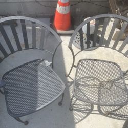 Metal Table And 2 Metal Chairs 