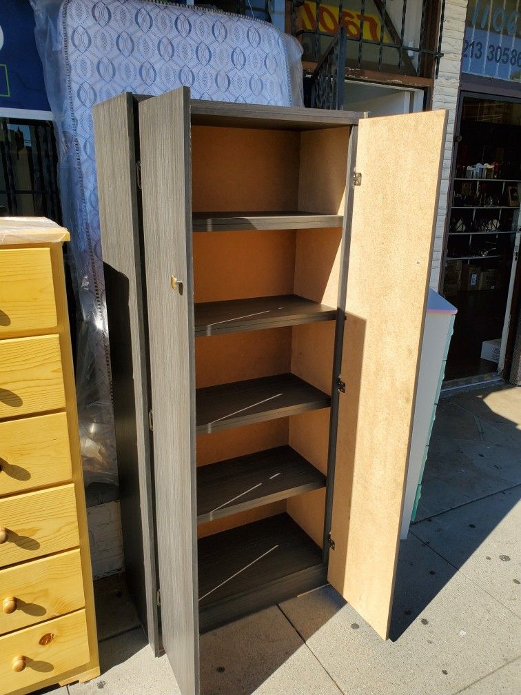 New Tall Assembled Grey Storage Shelving Pantry Wardrobe Closet Cabinet Available In Other Colors