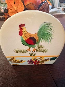 Ceramic Rooster Napkin Holder