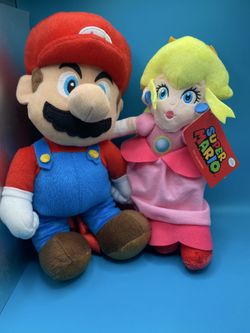 (NEW) Nintendo Super Mario and Princess Peach 12 inch plush Bundle (PERFECT FOR EASTER BASKETS)