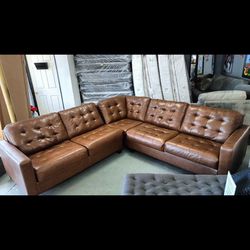 BROWN LEATHER SECTIONAL 