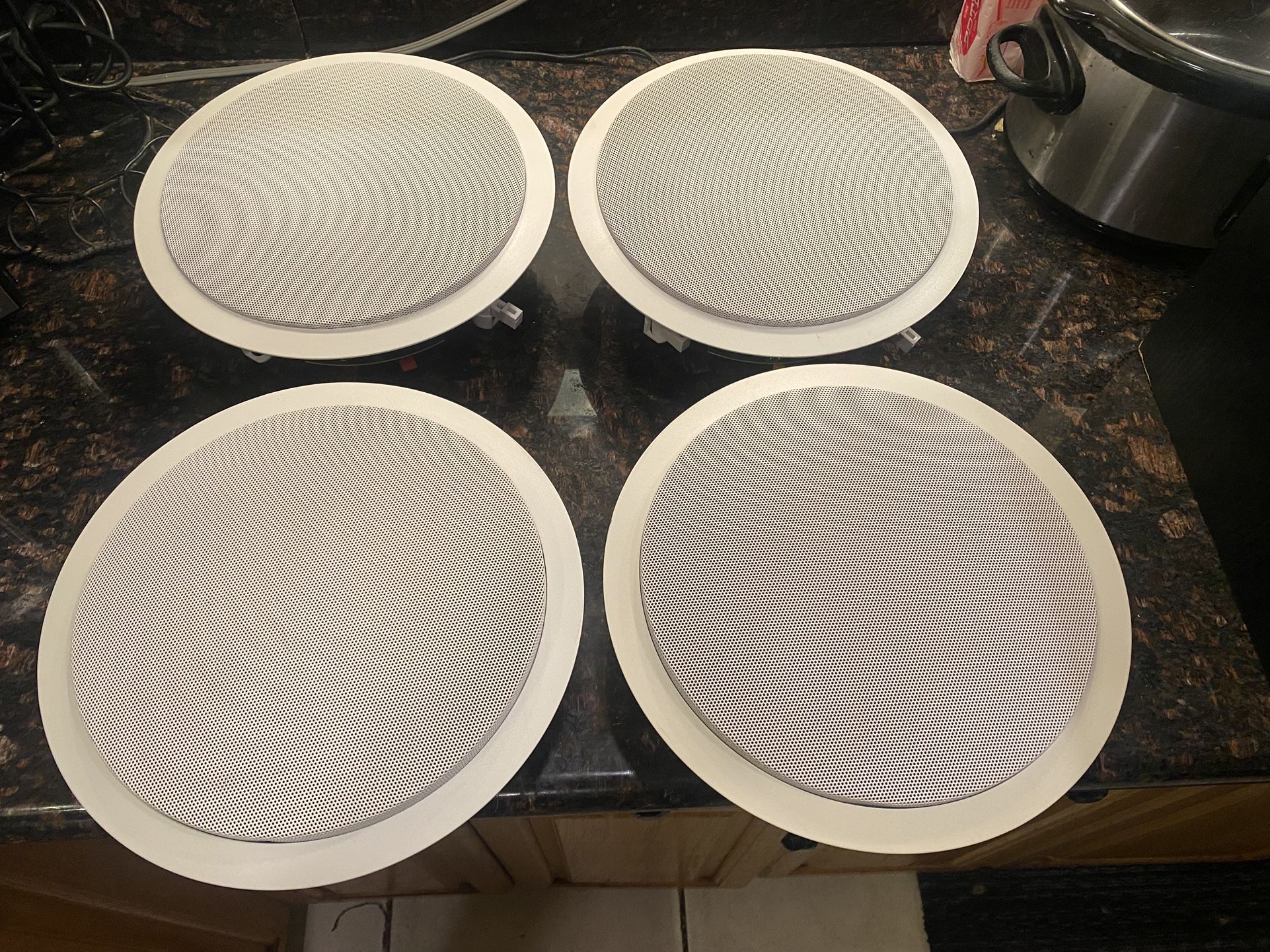 Four 8” Monoprice ceiling speakers