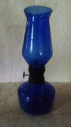 Miniature Cobalt blue mini oil lamp