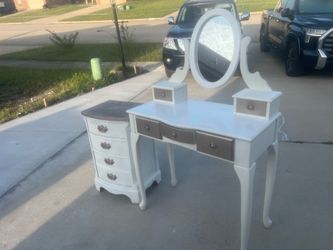 Vanity with Nightstand and Chair