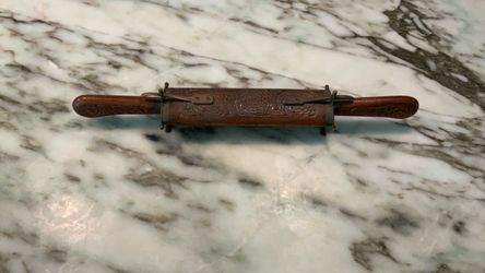 Antique Carved Wood Embossing Rolling Pin