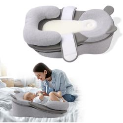 Baby Feeding Pillow, Anti Overflow Feeding Pillow for Reducing Spit-Up, Safety Nursing Pillow, Baby Lounger Reflux Wedge Breastfeeding, Removable top 