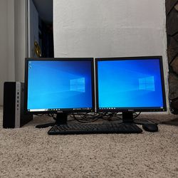 i3 HP ProDesk Desktop Computer System With Dual Monitors 