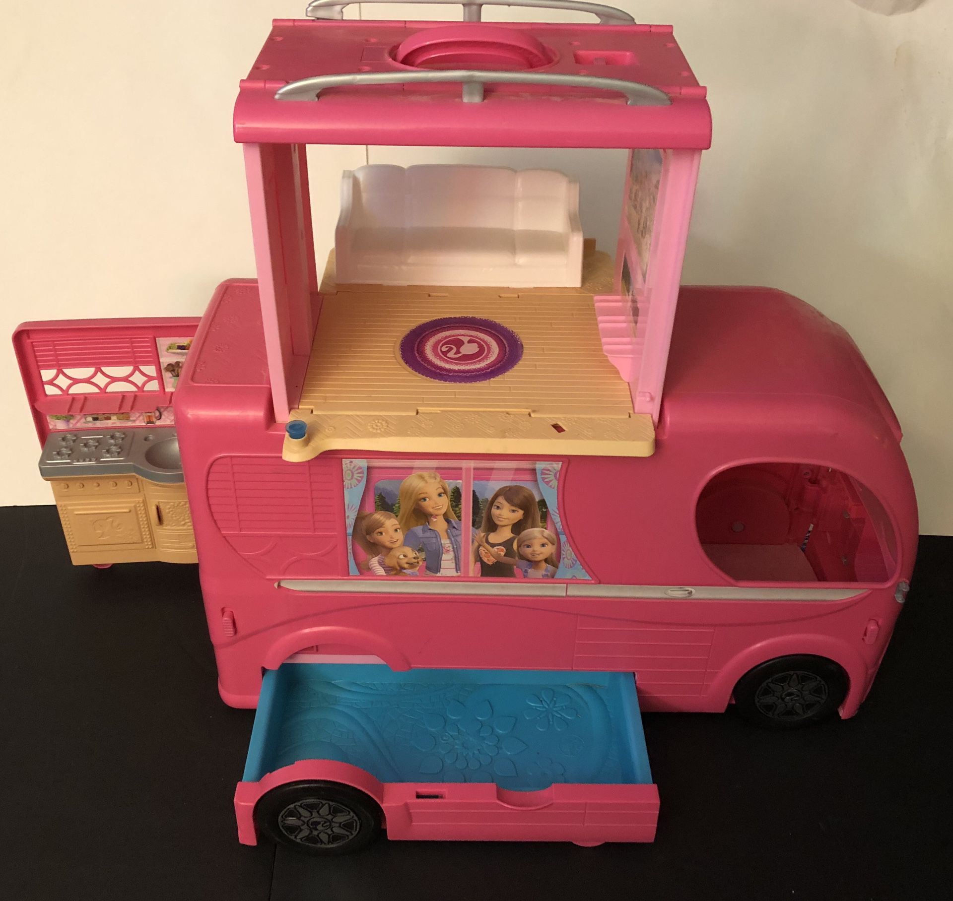 Gently used 2014 Mattel Barbie Pop Up Camping RV