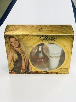 SHAKIRA ELIXIR PERFUME FOR WOMEN. LARGE SIZE GIFT SET INCLUDES 3.4OZ BODY LOTION AND 2.7OZ PERFUME. ORIGINAL BRAND NEW IN THE BOX