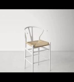 Etta Solid Wood Bar & Counter Stool – White Frame with Natural Woven Seat