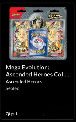 $32 Mega Evolution: Ascended Heroes Coll... Ascended Heroes Sealed Qty: 1