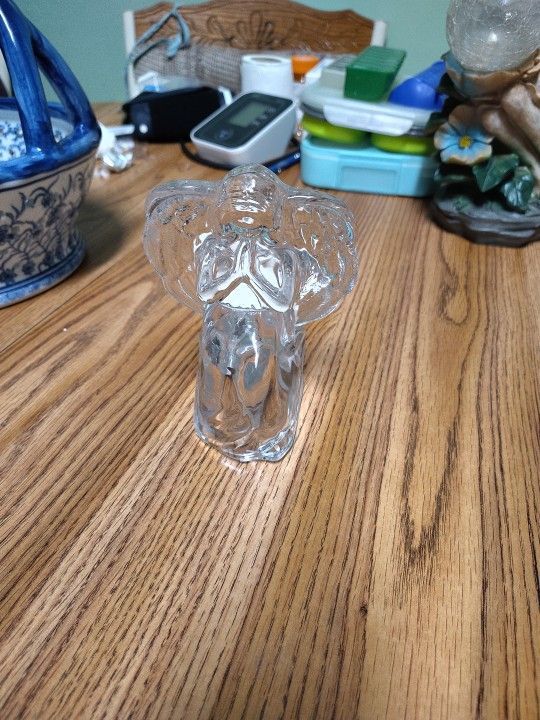 Glass candle holder, praying angels glass candle holder, heavyweight