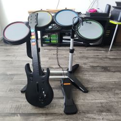 Rock Band/Guitar Hero/Clone Hero - Drums and Guitar Bundle + Roll Limitless Mini Adapter - Xbox/Playstation/PC