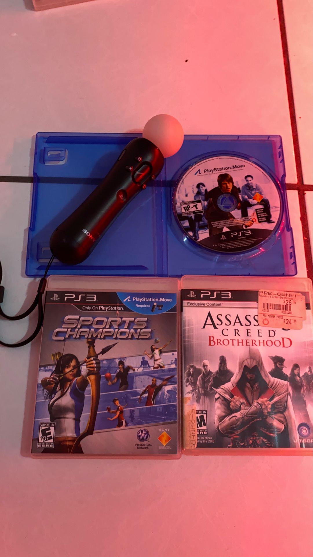 PS3 move stick and game, and another ps3 game