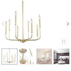 8 arm Gold Chandelier Brand New