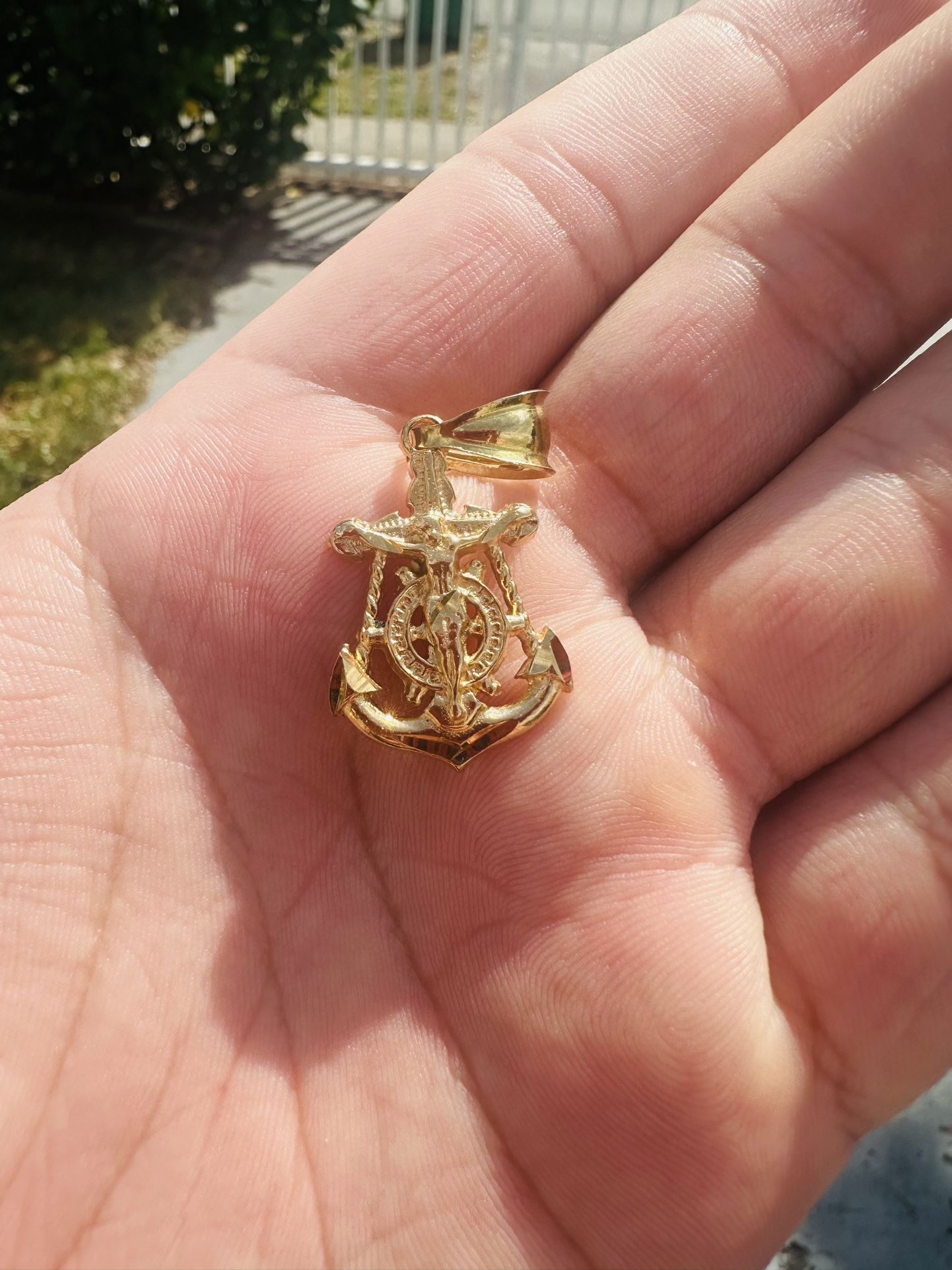 Jesus Anchor Pendant 14k Gold Plated Over Brass