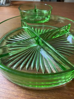 (2) Depression Glass Serving Dishes