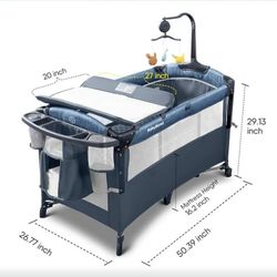Baby crib with Diaper changing table and play yard