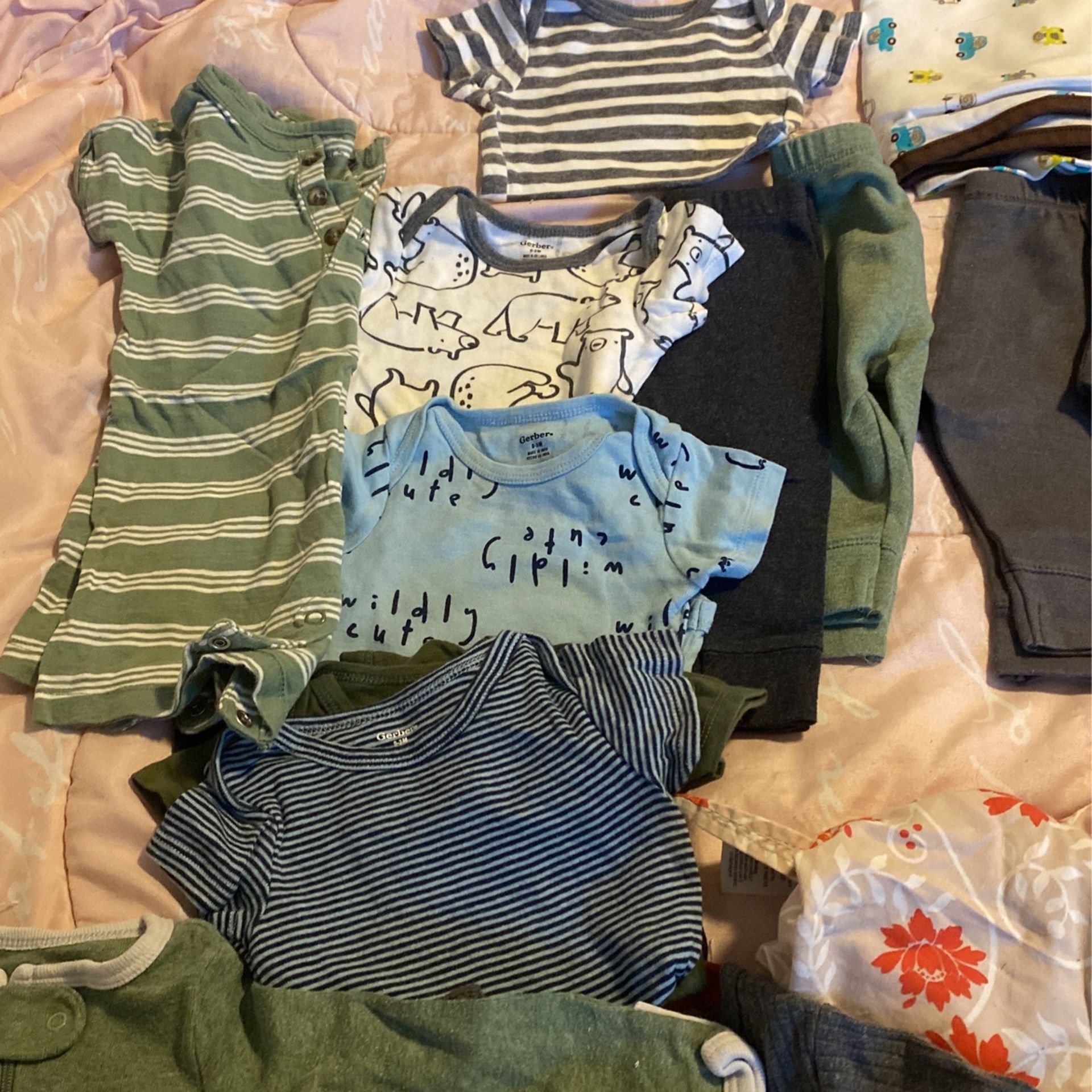 Baby boy, clothes, and receiving blankets