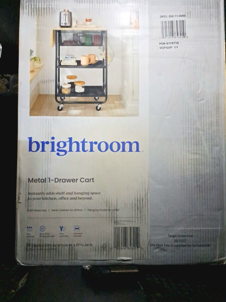 Brightroom Metal 1-drawer Cart& Shelves W/ Cutting Board