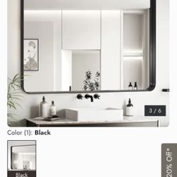40x30 Inch Black Aluminium Frame Bathroom Mirror, Clear Reflection With No Distortion
